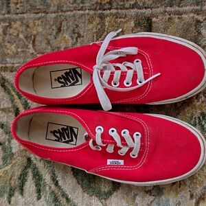 Vans Red and White Canvas Shoes